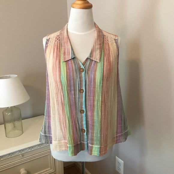 ANTHROPOLOGIE HOLDING HORSES GAUZE SLEEVELESS TOP - Picture 1 of 8